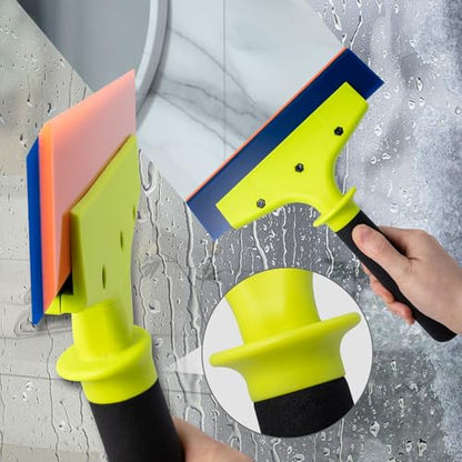NEWISHTOOL 2 Pack Rubber Squeegee with Nylon Handle for Water Removal, Glass Cleaning, PPF Installing and Window Film Application (8-Inch Blade with Long Handle) - size: 8-Inch Blade with Long Handle