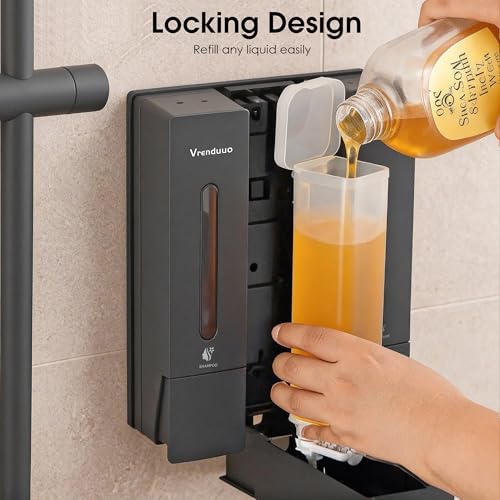 Shampoo and Conditioner Dispenser,Shower Dispenser 3 Chamber No Drill,Shower Soap Dispenser Wall Mounted for Bathroom Hotel with Upgrade Pump Head,3 * 400ml, (Gray 3 Chamber) - color: Gray 3 Chamber