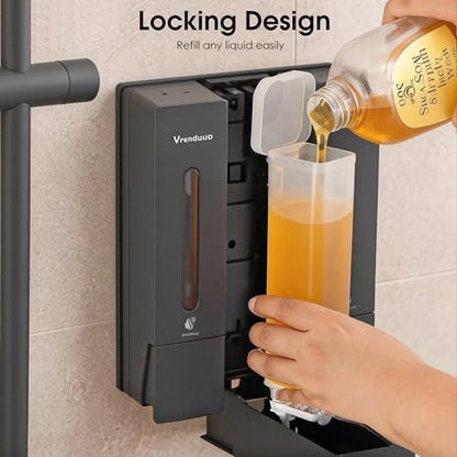 Shampoo and Conditioner Dispenser,Shower Dispenser 3 Chamber No Drill,Shower Soap Dispenser Wall Mounted for Bathroom Hotel with Upgrade Pump Head,3 * 400ml, (Gray 3 Chamber) - color: Gray 3 Chamber