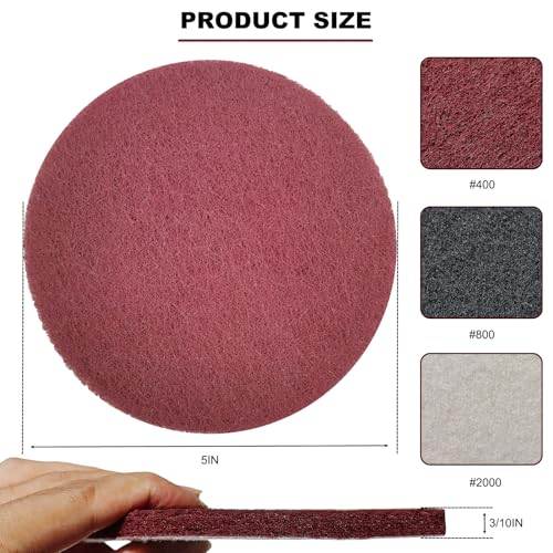 15 Pack 5 Inch Hoop and Loop Multipurpose Scrubber Scouring Pads - Flocking Scuff Pads, Conditioning Discs Polishing Pads for Furniture Automotive Cleaning, Rust Removal