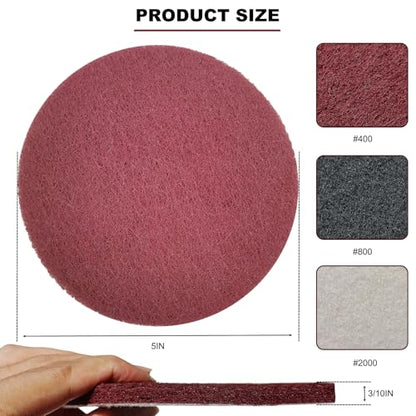 15 Pack 5 Inch Hoop and Loop Multipurpose Scrubber Scouring Pads - Flocking Scuff Pads, Conditioning Discs Polishing Pads for Furniture Automotive Cleaning, Rust Removal