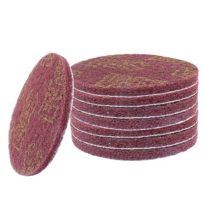 Hordion 8Pcs Scrub Pads Round Scrubber Scouring Pads Abrasive Scuffing Tool for Home Kitchen House Cleaning, Red