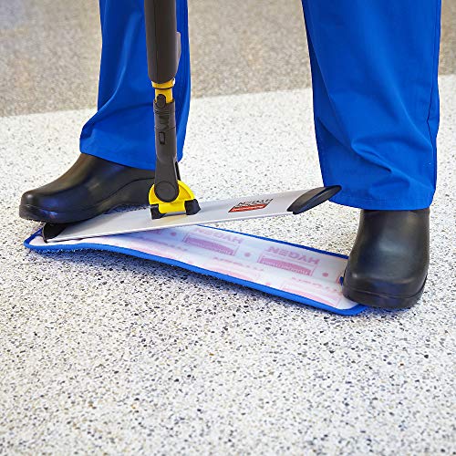 Rubbermaid Commercial Products Mop Head for Microfiber Damp Mop, 18-Inch, Blue, Heavy-Duty Single Sided Cleaning Cloth for Hardwood/Tile/Laminated Floors in Kitchen/Lobby/Office - style: Reusable Microfiber Blue - 1ct