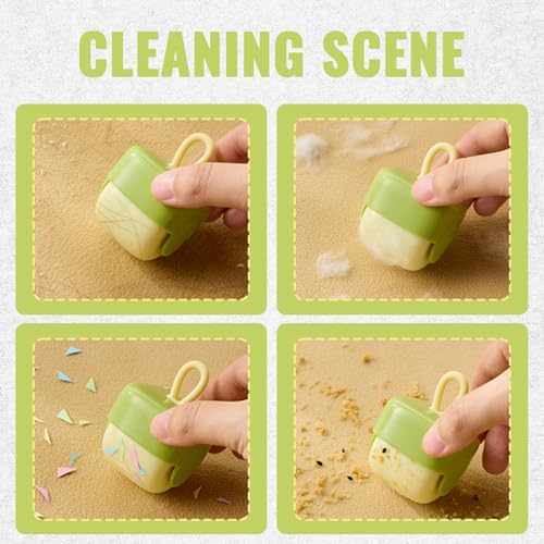 2Pcs Mini Lint Remover Roller, Washable Lint Gel Roller, Reusable Pet Hair Remover for Clothing, Pet, Hair, Dust, Lint (Green+Beige) - color: Green+beige