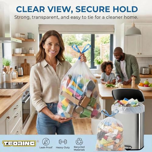 Kitchen 10 Gallon Trash Bag Drawstring,1.2 Mil,Unscented,120 Count | Tear-Free,Leakproof,Heavy Duty Garbage Can Liners,White,Fit 30 - 38 Liter Waste Bins,for Home Office Everyday Use - color: 10gal-120