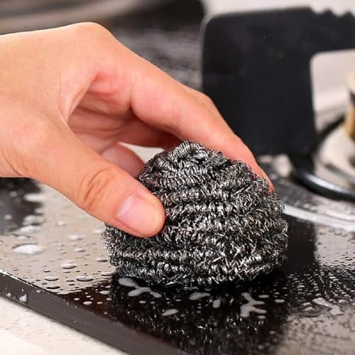 Stainless Steel Scrubbers 3Pack, Heavy Duty Scouring Pads for Dishes, Non-Scratch Kitchen Scrubber for Pots and Pans, Rustproof Steel Wool Pads for Cleaning Cookware, Oven, and Bathroom