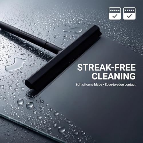 Shower Squeegee for Glass Doors with Detachable Handle, Silicone Window Squeegee for Shower Glass, Streak-Free Bathroom Cleaner for Mirrors, Windows & Tile