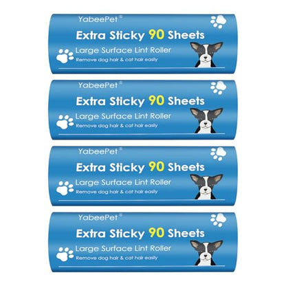 Extra Sticky Large Lint Roller Refills, 6.3'' Giant Lint Roller Refills for Pet Hair, Clothes&Furniture Cleaning, 360 Sheets in Total - style: 4 Refills