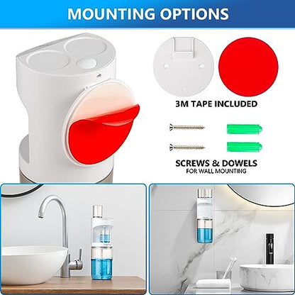 ZOFGENOW Automatic Mouthwash Dispenser for Bathroom,Bathroom Accessories 19.4 Fl Oz Dispensers with Magnetic Cups,Wall Mounted Dispenser,Suitable for All Age Groups,White - color: White