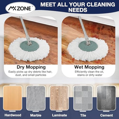 Spin Mop Replacement Head 5 Pack Magic Mop Refill for Hurricane 360° Systems, Microfiber Spin Mop Head, Round Shape Standard Universal Size - size: 5 Count (Pack of 1)