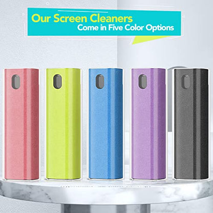 2 Pcs Fingerprint Proof Screen Cleaner,3 in 1Touchscreen Mist Cleaner Spray Wipe Cleaner Fingerprint-Proof Soft Fiber Flannel,Safe for All Phones Glasses Tablet Laptop TV Watch Screens(Purple) - color: Purple