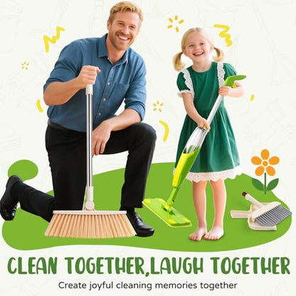 Kids Cleaning Toy Set,Mini Spray Mop Montessori Toys Pretend Play Cleaning Tool for Toddlers with Spray Mop & Kids Broom Dustpan Set Cleaning Toys Gift for Toddlers Girls Boys Age 3+ - size: Green, style: Cleaning Set