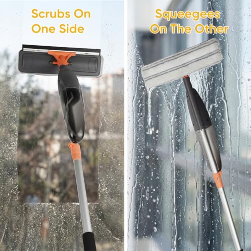 3-in-1 Upgraded Spray Mops for Floor & Window Cleaning with 3pcs Pads - Broom/ Mop/ Window Squeegee, Wet Dry Microfiber Mop with 520ml Bottle for Kitchen Wood Floor Hardwood Ceramic Tile Dust Cleaning