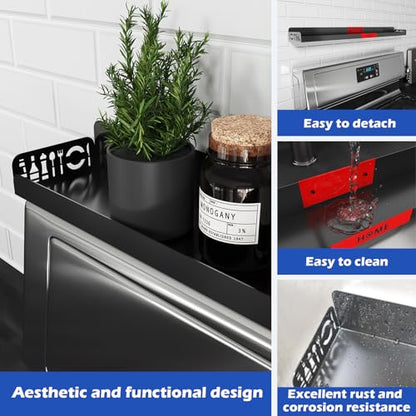 STUTOV 30" Magnetic Stove Top Shelf – Black Spice Rack with Red HOME Design – Seasoning Organizer for Back of Stove – Over Stove and Kitchen Storage Shelf - color: Black with Red HOME