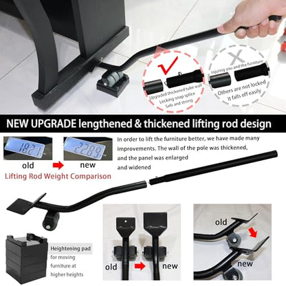 【Upgrade Large】Furniture Dolly & Furniture Rollers Mover with 5 Wheels, Carbon Steel Panel Furniture Lifter Set Up to 2200LBs, for 360° Rotation Shifting Moving Heavy Duty Refrigerator, Sofa, Cabinet - size: Extra Large