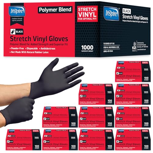 Inspire Black Nitrile Gloves | THE ORIGINAL Quality Black Gloves Disposable Latex Free | 4.5 Cooking - size: Small, style: Nitrile-vinyl Blend