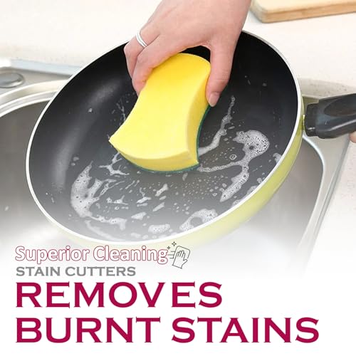 York Scouring Scrubby Non-Scratching Sponge - Pack of 6, Gentle and Effective Cleaning Sponges for Kitchen, Non-Stick Cookware, Glassware, and Household Surfaces