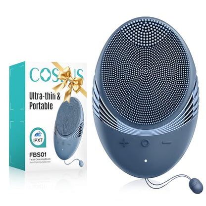 COSLUS FBS01 Facial Cleansing Brush Face Scrubber, Compact for Travel | Rechargeable, Gentle Silicone, 5 Cleansing Modes, Deep Cleaning for Men & Women, Removing Blackhead Exfoliating, Navy Blue - color: Navy Blue