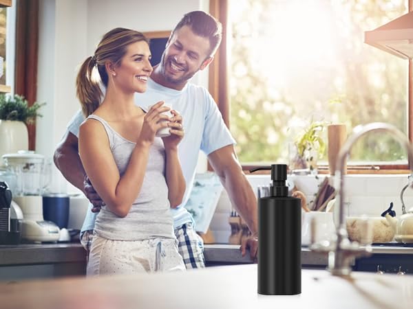ARKTEK Large Stainless Steel Countertop Soap Dispenser Matte Black- Rust and Leak Proof Liquid Hand Soap Pump Bottle for Kitchen, Bathroom and Countertop Hand Dish Lotion (20 Oz / 600ml) - color: 666-black