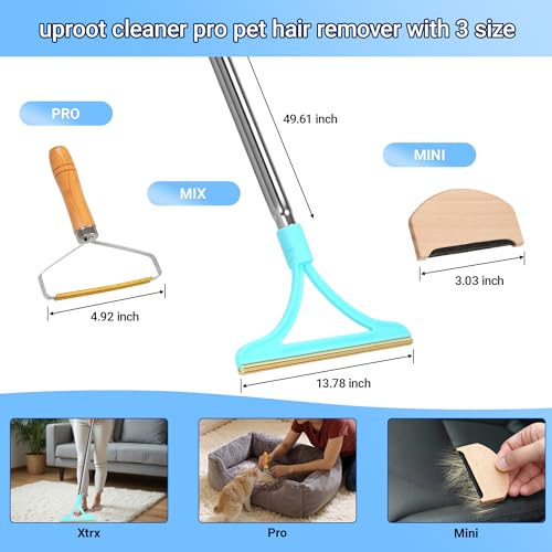 3 in 1 Carpet Rake for Pet Hair Removal 55" Long for Pet Hair,Cat Hair Remover with 3 Modes Adjustable Handle,Reusable Pet Hair Remover Deep Hair Cleaner Remover Tool for Rugs, Mats, Couch, Furniture