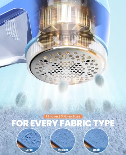 POPCHOSE Fabric Shaver, Lint Remover for Clothes, Electric Lint Shaver with 6-Leaf Blades, Sweater Shavers to Remove Pilling for Clothing, Couch, Furniture, Fuzz, Lint Ball, Bobbles, Blue-Cyan - color: Blue Cyan