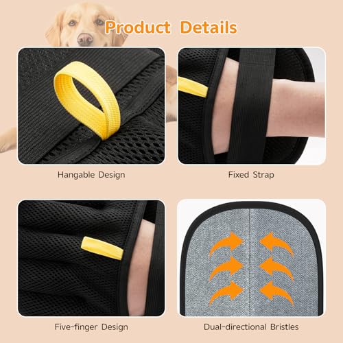 Pet Hair Removal, 2025 Newly Upgraded Five-Finger Electrostatic Pet Hair Removal Glove, Reusable Cat & Dog Hair Remover Tool for Clothing, Couch, Furniture, Carpet, Car Seat, Cat Grooming Glove -1 PCS - color: 1pcs-Black