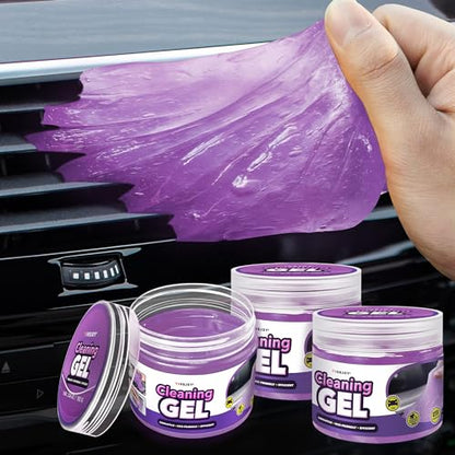 FiveJoy Car Cleaning Gel Kit - Universal Car Detailing Putty for Car Interior - Reusable Clean Goop Cleaner Supplies Auto Slime for Home, Office, Keyboard, Computer (Purple, 3Pack (16.8oz))