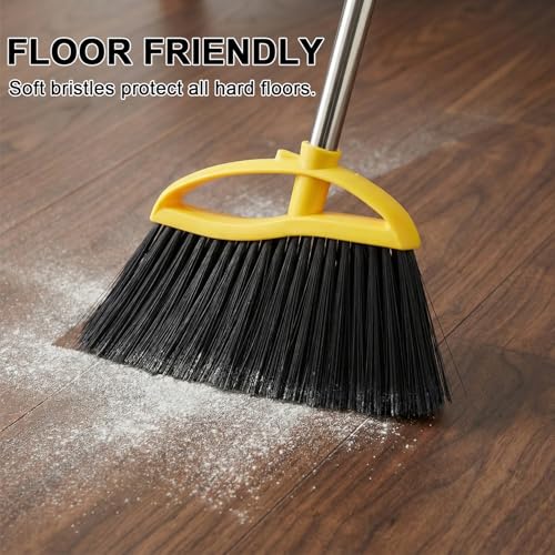Gloffer Soft Bristles Broom for Indoor Sweeping, Household Cleaning Angle Broom with 55inch Long Handle for Home Office Hardwood Tile Floors Kitchen - style: Broom