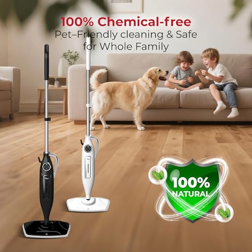 Rosewill 11-in-1 Steam Mop, 260°F Handheld Steam Cleaner, 1200W Detachable Steam Mops for Floor Cleaning, Removable Tank, Multi-Purpose Steamer for Hardwood, Tile, Grout, Furniture - White - color: White
