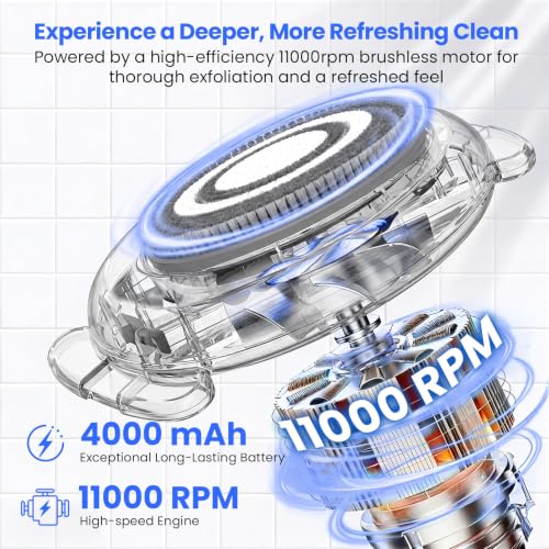 Hiqufet Electric Back Scrubber for Shower, Adjustable Height Shower Back Scrubber Wall Mounted, 4-Speed & 3 Replaceable Brush Heads, IPX7, Hands-Free Back Cleansing and Exfoliating Brush - size: CKT2