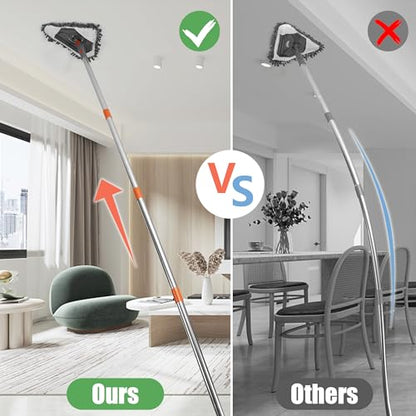 85" Wall Mop Cleaner with Long Handle and Stainless Steel Hook - 180° Rotating Wall Cleaner - Duster Tool for Walls, Multifunctional Scrapper, Ceiling, Windows and Floor with Extension Poles - size: Triangular