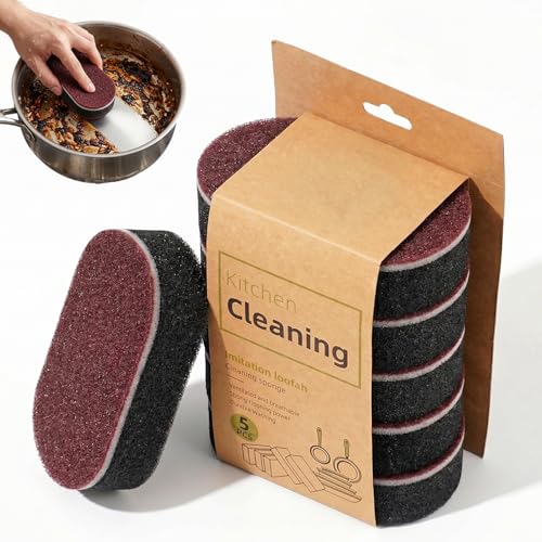 Cleaning Sponges Eraser，2026 New Heavy Duty Scouring Pad，Dish Sponges Kitchen，Shower and Tub Scrubber Sponge for Kitchen, Bathroom, Sink, Floor and Home Cleaning (5 pcs) - color: 5 Pcs