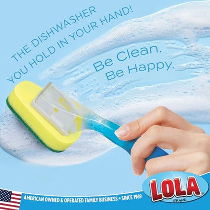 LOLA Soap Dispenser Dish Brush Wand, Absorbent Sponge Scrubber, No Leaking. Clean Dishes, Sinks and Cookware, 1 Brush w/Head - size: 1 Wand / 1 Head