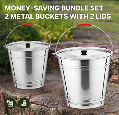 Skywin Metal Can with Lid - Durable 4 Gallon Metal Bucket with Lid for Heavy Loads - Environment-Friendly Trash Can for Outdoor, Safe Alternative to Plastic (2)
