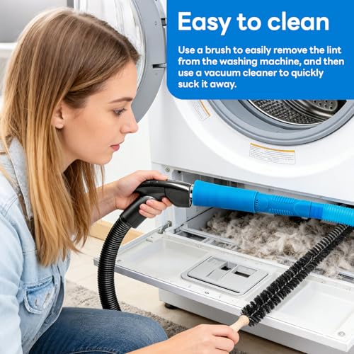 Universal Dryer Vent Cleaner Kit, Flexible Dryer Vacuum Hose Attachment and Lint Brush (Blue)