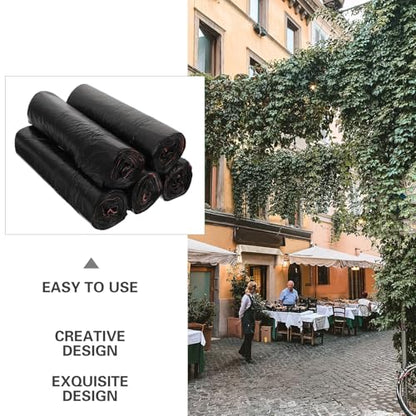 Outanaya Heavy Duty Drawstring Trash Bags 5pcs, Thick Black Kitchen Garbage Bags 45X50Cm, Multipurpose Rubbish Liners for Home and Office Waste Disposal
