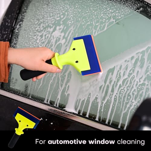 NEWISHTOOL 2 Pack Rubber Squeegee with Nylon Handle for Water Removal, Glass Cleaning, PPF Installing and Window Film Application (5-Inch Blade with Short Handle) - size: 5-Inch Blade with Short Handle
