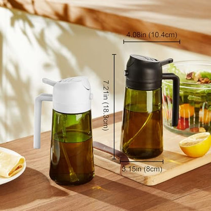 TrendPlain - 16oz Olive Oil Dispenser for Kitchen - 2 in 1 Olive Oil Dispenser and Oil Sprayer - Olive Oil Dispenser Bottle w/Stickers - Olive Oil Sprayer for Cooking 2Pcs White&Green (Light Blockage) - color: White&Green, style: 2 Pack