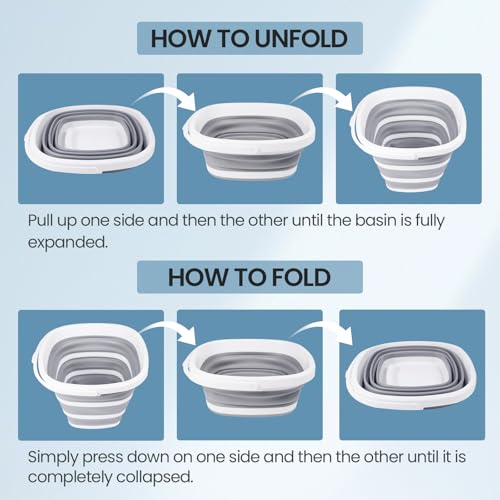 Collapsible Bucket, 10L 2.6Gallon Foldable Water Bucket with Handle, Portable Sink for Cleaning, Mop Bucket, Car Wash, Camping & Household Use