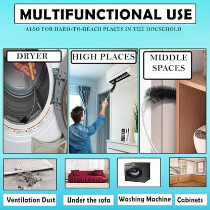 2-Pack Dryer Vent Cleaner Kit - Long Flexible Dryer Lint Brush & Refrigerator Coil Cleaner - Multi-Use Radiator Brush & Lint Trap Cleaning Tool for Fire Prevention - size: Full