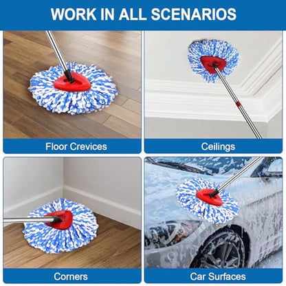4 Pack Mop Replace Heads for 2 Tank System, Spin Mop Replacement Head, Fluffy Microfiber Mop Refill Replace Head, Machine Washable, All Hard-surfaced Floors Cleaning