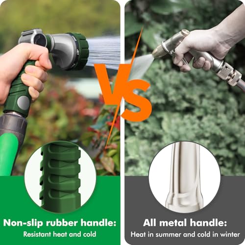 RESTMO Heavy Duty Hose Nozzle, Metal Garden Water Hose Sprayer with 7 Watering Patterns, Thumb Control, On Off Valve, High Pressure Nozzle Sprayer for Watering Plants, Car and Pet Washing, Green - color: Green