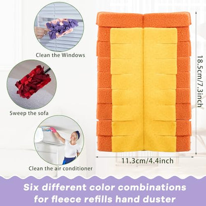 Zubebe 12 Pcs Duster Refill Reusable Fleece Duster Refills Feather Flat Dusters Multi Surface Washable Cleaning Pads Tools for Home, Blinds, Car, Pet, Furniture, Fans (Colorful) - color: Colorful