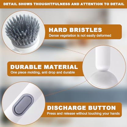 Dish Brush with Soap Dispenser- Kitchen Cleaning Brush, Adjustable Head Scrubber for Pots Pans Sink Cleaning Tool with Handle(Gray) - color: Gray