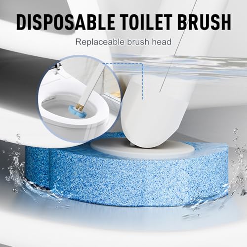 Disposable Toilet Cleaning System: Toilet Brush & Holder Kit with 18PCS Pre-Soaked Cleaner Wall-Mount Scrubbing Toilet Brush Bathroom Cleaning Kit (36-Pack Lavender Brush Head) - color: 36-pack Lavender Brush Head