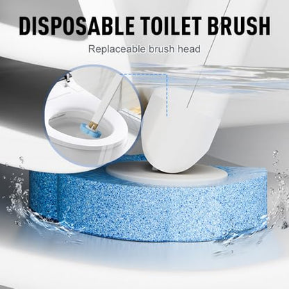Disposable Toilet Cleaning System: Toilet Brush & Holder Kit with 18PCS Pre-Soaked Cleaner Wall-Mount Scrubbing Toilet Brush Bathroom Cleaning Kit (36-Pack Marine Brush Head) - color: 36-pack Marine Brush Head