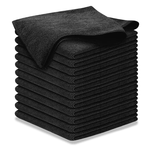USANOOKS Premium 300GSM Microfiber Cleaning Cloth - 12.5"x12.5" High Performance - 1200 Washes, Ultra Absorbent Microfiber Towels for Cars Undercarriage, Rims & Engine Bay Cleaning - Microfiber Cloth - color: Black, size: 12.5" x 12.5" (12 pack)