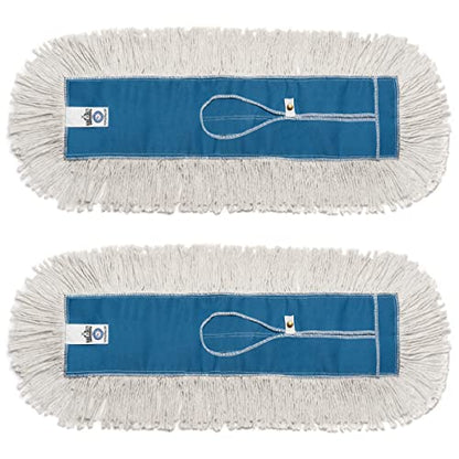 Nine Forty Industrial-Grade 24x5 Cotton Dust Mop Head Refills, Perfect Replacement for Busy Home, Gym, Industrial and Commercial Spaces, Heavy-Duty Mop for Janitorial & Housekeeping Needs - 2 Pack - size: 24x5 Inch (Pack of 2)