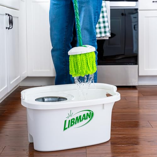Libman Lightning Spin Mop System Plus 3 Refill Head | Mop and Bucket with Wringer Set | Floor Mop | Spin Mop | Libman Mop | Mops for Floor Cleaning | Hardwood Floor Mop | 4 Total Mop Heads Included - style: Spin Mop +3 Refills