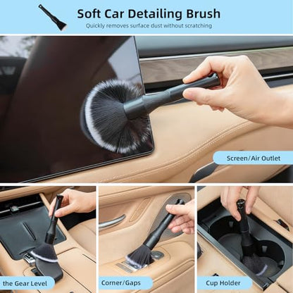 TICARVE 9Pcs Car Interior Detailing Kit - Car Cleaning Brushes, Universal Gel, Microfiber Towel and Storage Bag for Dashboard, Air Vents, Keyboard & Electronics - color: 9PCS-clean set